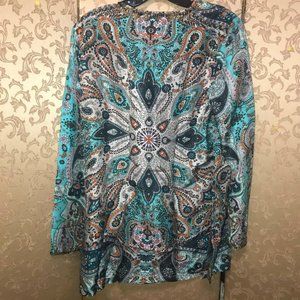 SUNDANCE Silk Blouse S Oversized Silk Boho Tunic 60's style Mandala Print